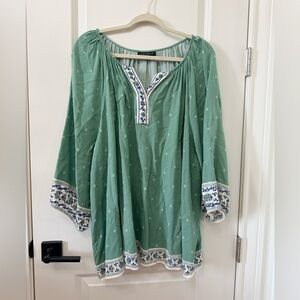 Lane Bryant Green Tunic with Blue Accents